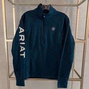 Ariat Teal Quarter-Zip Pullover with Logo